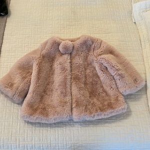 Pink faux fur plush jacket girls 3-4 years